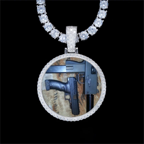 925S & VVS Moissanite 3D Circle Custom Picture Pendant