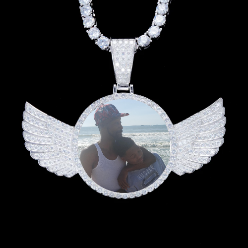 925S & VVS Moissanite 3D Wing Custom Picture Pendant