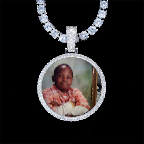 925S & VVS Moissanite 3D Circle Custom Picture Pendant