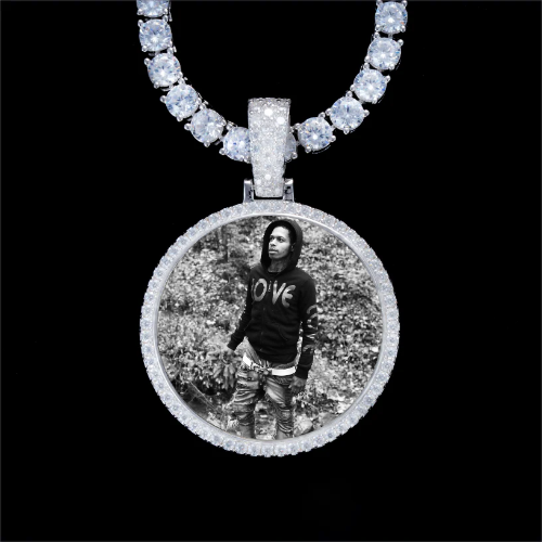925S & VVS Moissanite 3D Circle Custom Picture Pendant