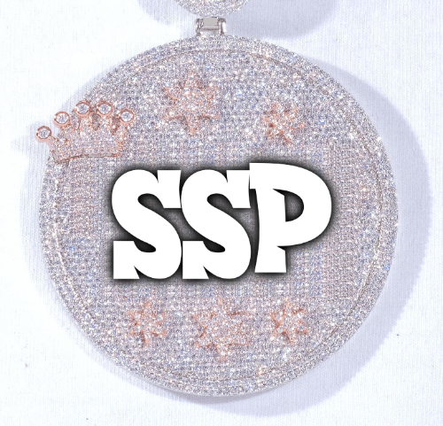 CUSTOM LETTER NECKLACE 3D BIG CROWN DISC