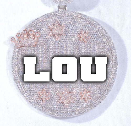 CUSTOM LETTER NECKLACE 3D BIG CROWN DISC