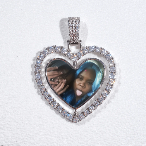 3D Spinning 2-Faced Heart Custom Picture Pendant