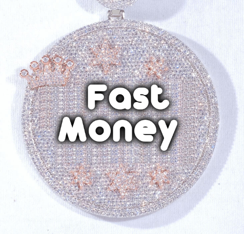 CUSTOM LETTER NECKLACE 3D BIG CROWN DISC