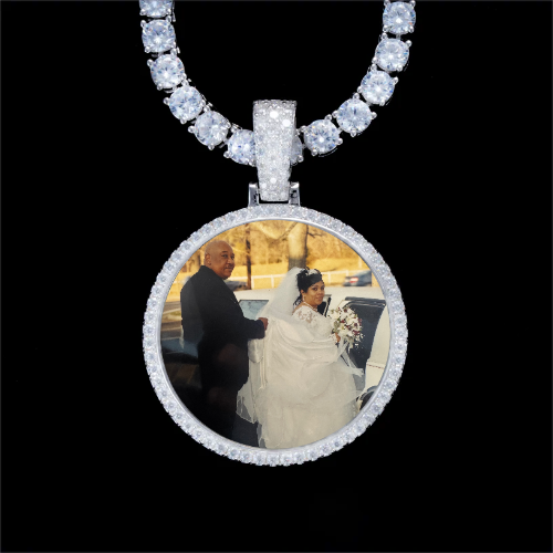 925S & VVS Moissanite 3D Circle Custom Picture Pendant