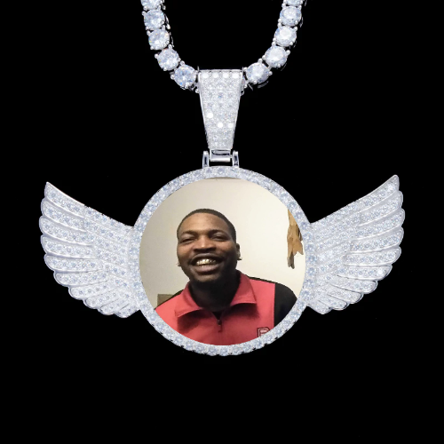 925S & VVS Moissanite 3D Wing Custom Picture Pendant