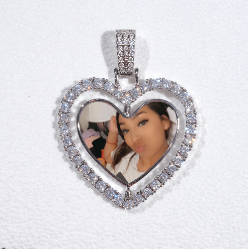 3D Spinning 2-Faced Heart Custom Picture Pendant