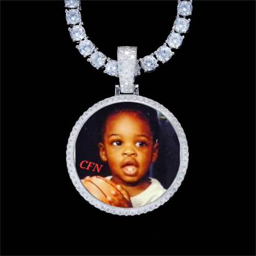 925S & VVS Moissanite 3D Circle Custom Picture Pendant