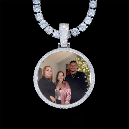 925S & VVS Moissanite 3D Circle Custom Picture Pendant
