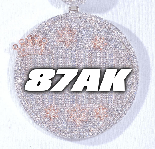 CUSTOM LETTER NECKLACE 3D BIG CROWN DISC