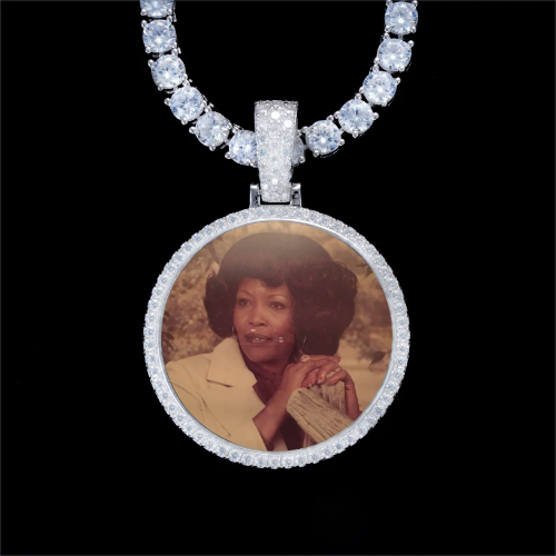 925S & VVS Moissanite 3D Circle Custom Picture Pendant