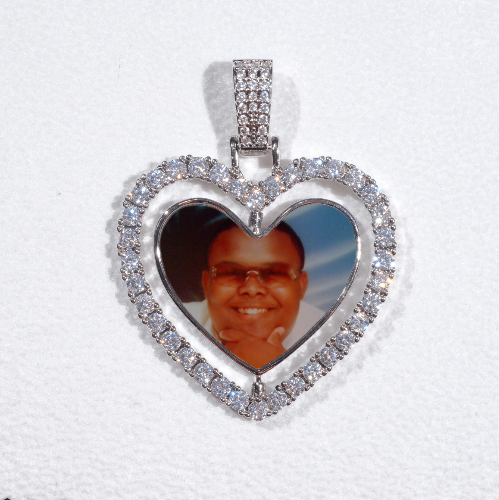 3D Spinning 2-Faced Heart Custom Picture Pendant