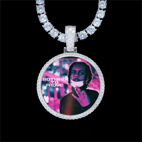925S & VVS Moissanite 3D Circle Custom Picture Pendant