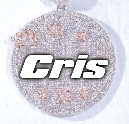CUSTOM LETTER NECKLACE 3D BIG CROWN DISC