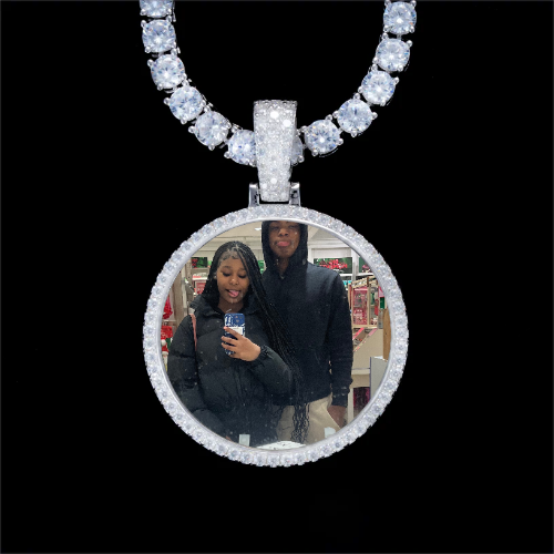 925S & VVS Moissanite 3D Circle Custom Picture Pendant