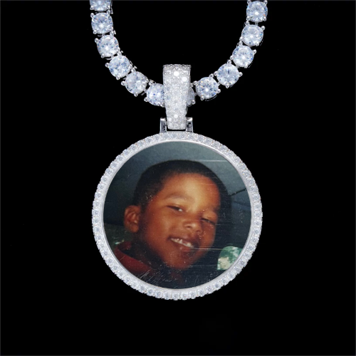925S & VVS Moissanite 3D Circle Custom Picture Pendant