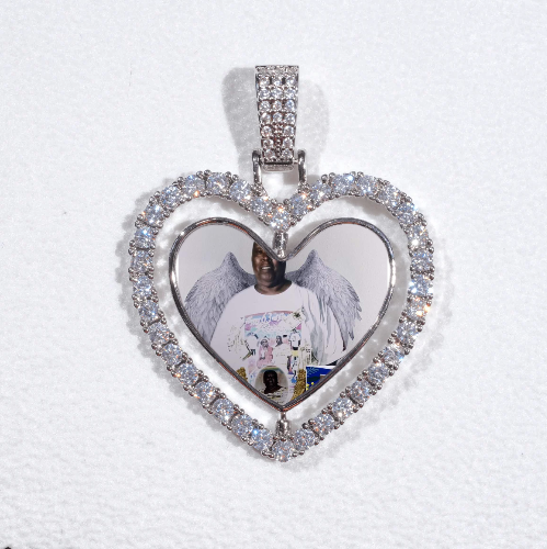 3D Spinning 2-Faced Heart Custom Picture Pendant