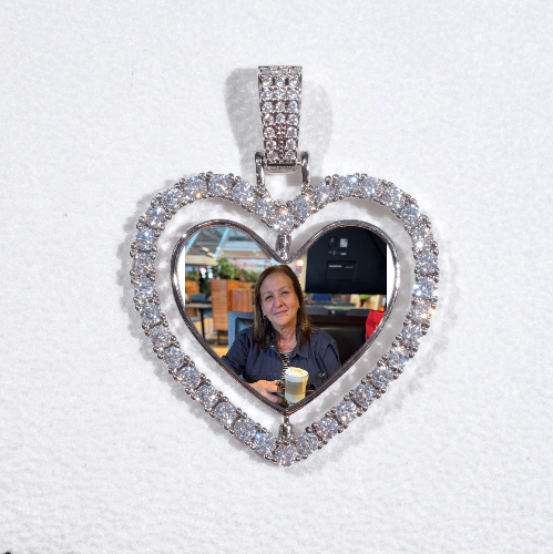 3D Spinning 2-Faced Heart Custom Picture Pendant