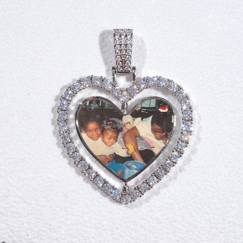 3D Spinning 2-Faced Heart Custom Picture Pendant