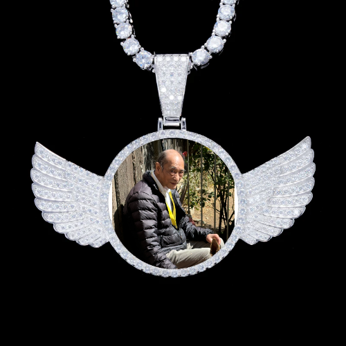 925S & VVS Moissanite 3D Wing Custom Picture Pendant