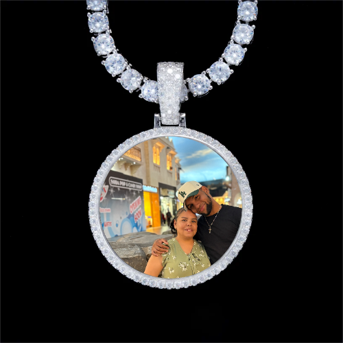 925S & VVS Moissanite 3D Circle Custom Picture Pendant