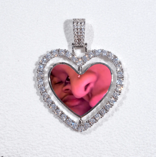 3D Spinning 2-Faced Heart Custom Picture Pendant