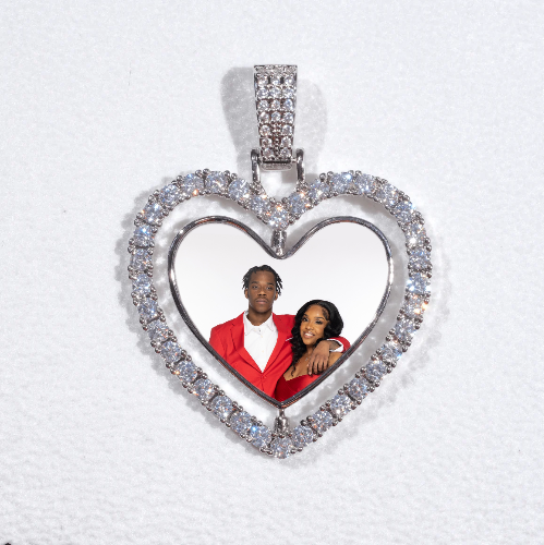 3D Spinning 2-Faced Heart Custom Picture Pendant