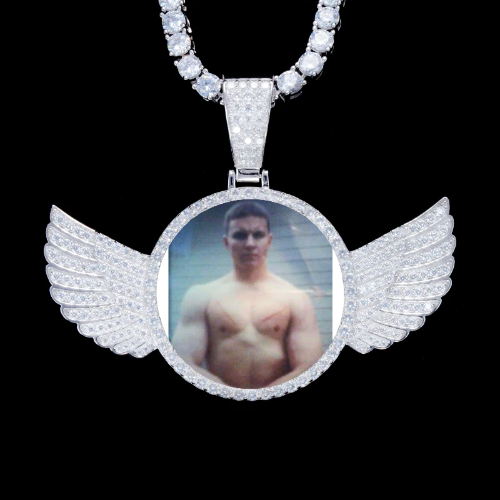 925S & VVS Moissanite 3D Wing Custom Picture Pendant