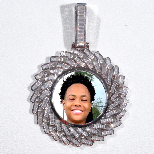 Large 3D Baguette Custom Picture Pendant