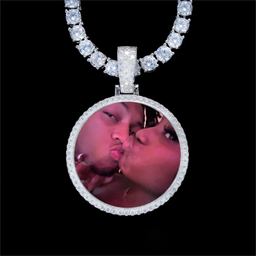 925S & VVS Moissanite 3D Circle Custom Picture Pendant