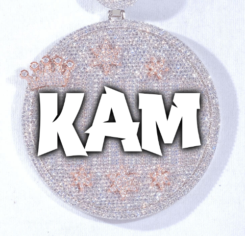 CUSTOM LETTER NECKLACE 3D BIG CROWN DISC