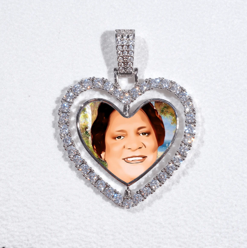 3D Spinning 2-Faced Heart Custom Picture Pendant