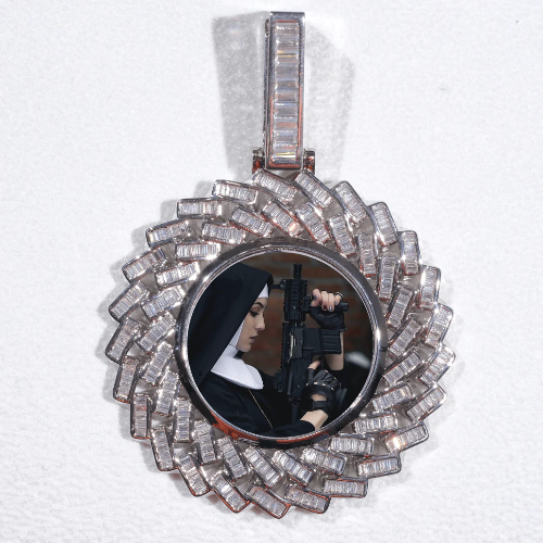 Large 3D Baguette Custom Picture Pendant