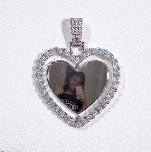3D Spinning 2-Faced Heart Custom Picture Pendant