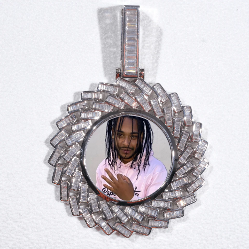 Large 3D Baguette Custom Picture Pendant