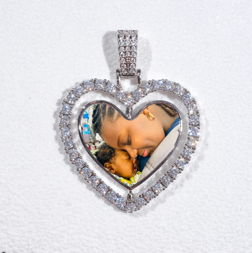 3D Spinning 2-Faced Heart Custom Picture Pendant