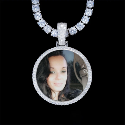 925S & VVS Moissanite 3D Circle Custom Picture Pendant