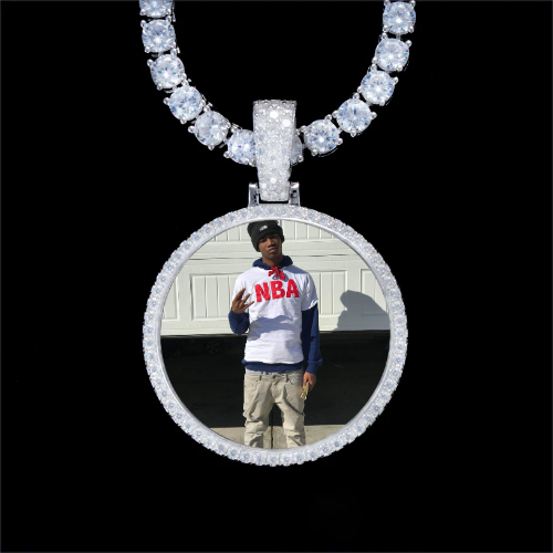 925S & VVS Moissanite 3D Circle Custom Picture Pendant