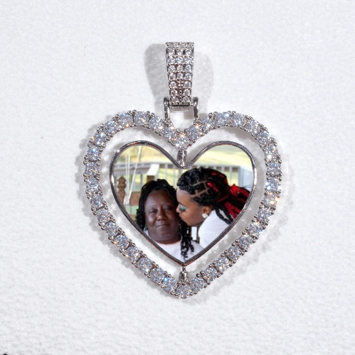 3D Spinning 2-Faced Heart Custom Picture Pendant