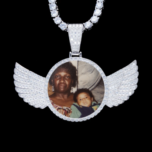 925S & VVS Moissanite 3D Wing Custom Picture Pendant