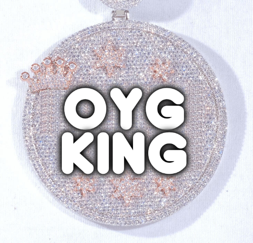 CUSTOM LETTER NECKLACE 3D BIG CROWN DISC