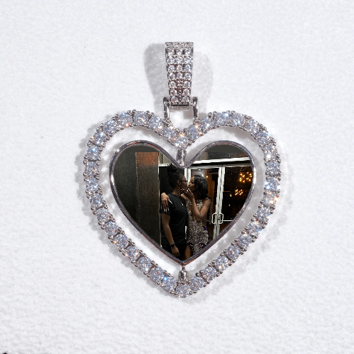 3D Spinning 2-Faced Heart Custom Picture Pendant