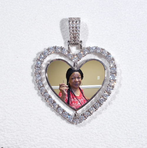 3D Spinning 2-Faced Heart Custom Picture Pendant