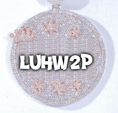 CUSTOM LETTER NECKLACE 3D BIG CROWN DISC