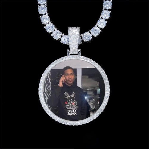 925S & VVS Moissanite 3D Circle Custom Picture Pendant