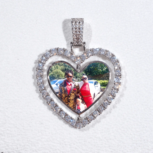 3D Spinning 2-Faced Heart Custom Picture Pendant