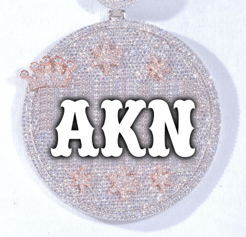 CUSTOM LETTER NECKLACE 3D BIG CROWN DISC