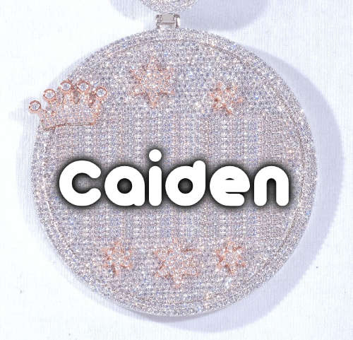 CUSTOM LETTER NECKLACE 3D BIG CROWN DISC