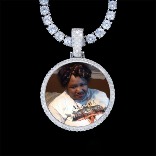 925S & VVS Moissanite 3D Circle Custom Picture Pendant
