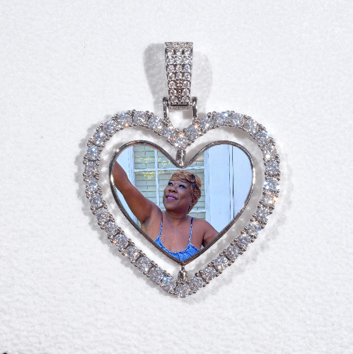 3D Spinning 2-Faced Heart Custom Picture Pendant